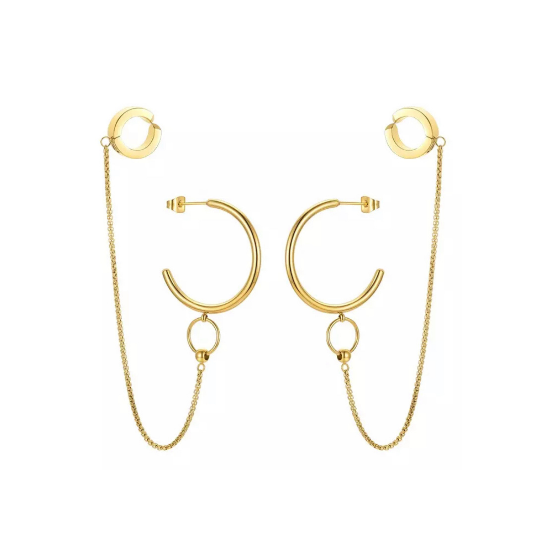 Ear cuff chain earrings