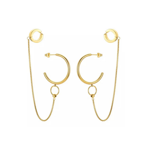 Ear cuff chain earrings