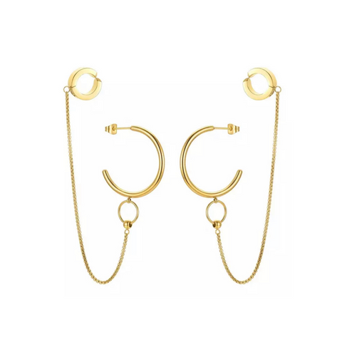 Ear cuff chain earrings