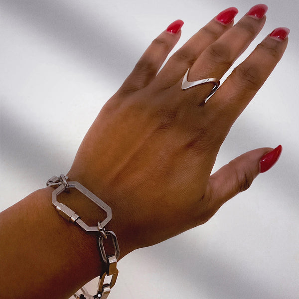 silver ring and bracelet