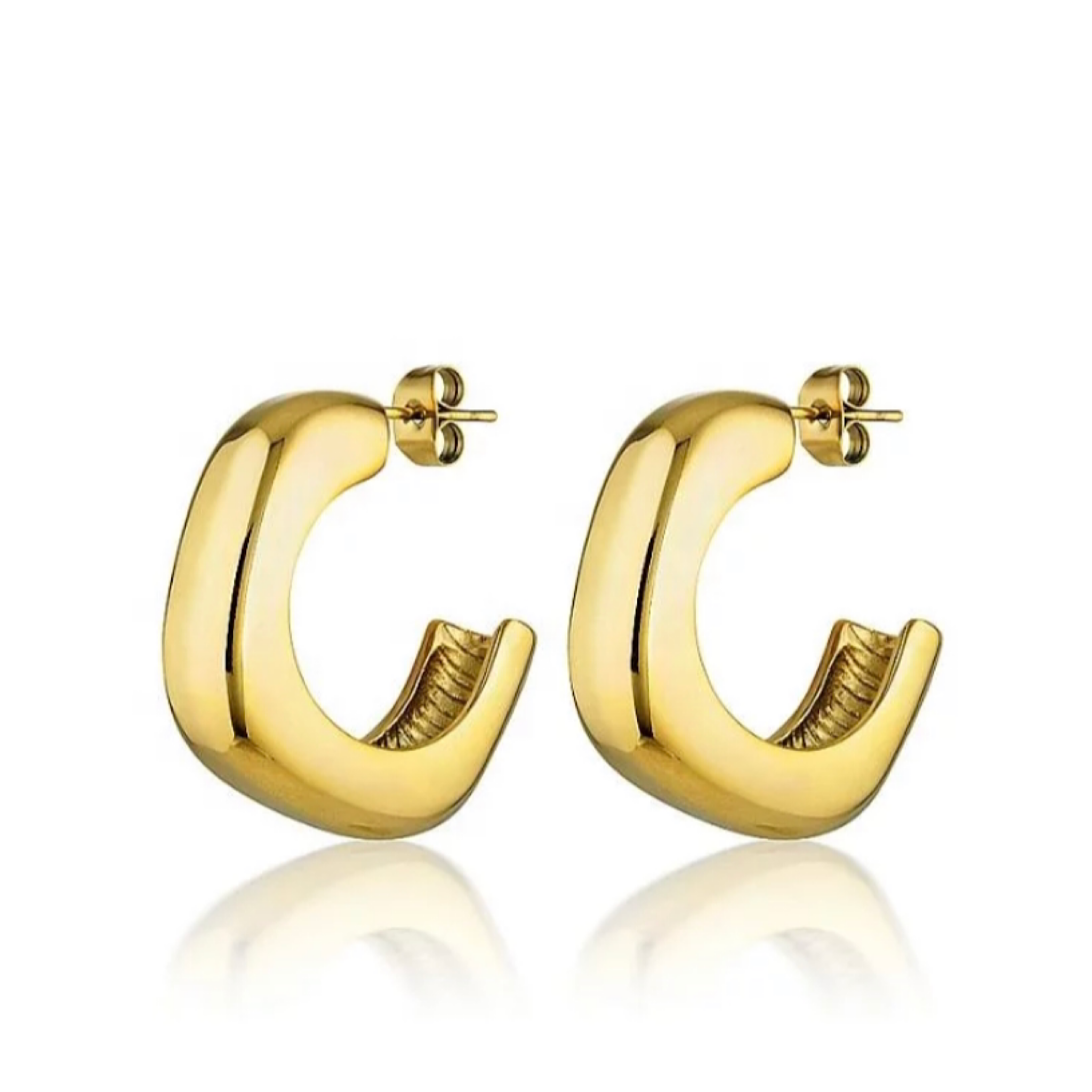 Chunky gold C shaped earrings