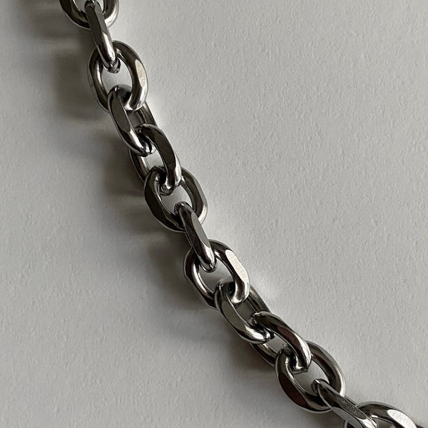 Silver chain on white background