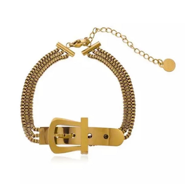 18 k gold plated buckle style bracelet