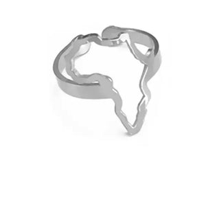 Silver Africa Map ring